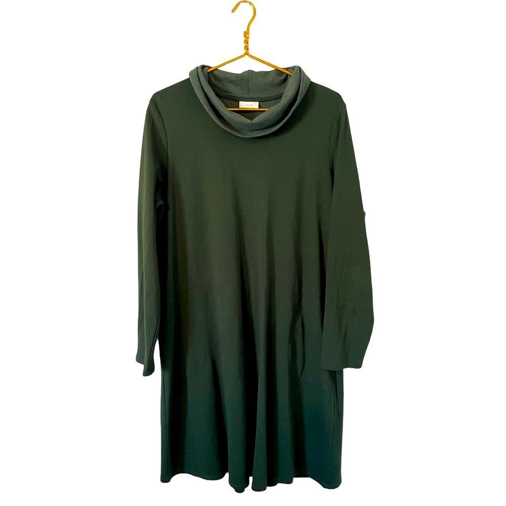 J. Jill, PureJill Hunter Green Cowl Neck‎ Dress with Pockets, Size XL